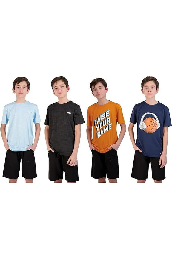 Boys 4 Pack Active T Shirts Size 5-16