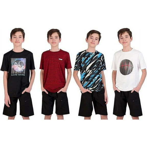 Hind Boys 4 Pack Active T Shirts Size 5-16