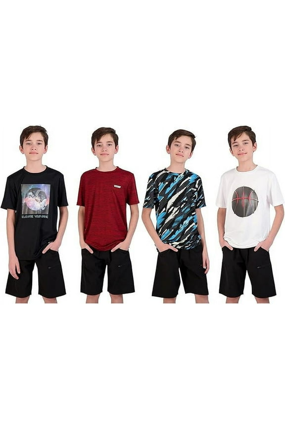 Boys 4 Pack Active T Shirts Size 5-16