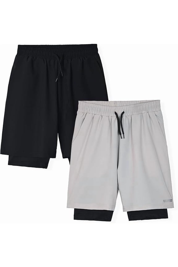 Boys Active 2 Pack Compression Short Size 8-16