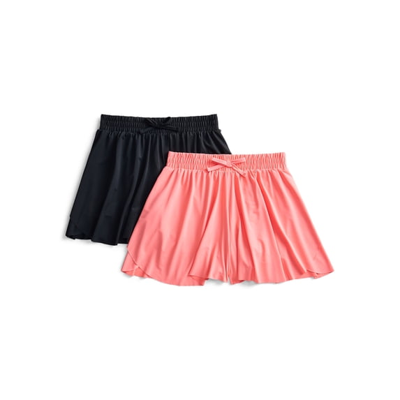 Hind Girls Athletic Butterfly Flutter Shorts, 2-Pack, Sizes 4-16