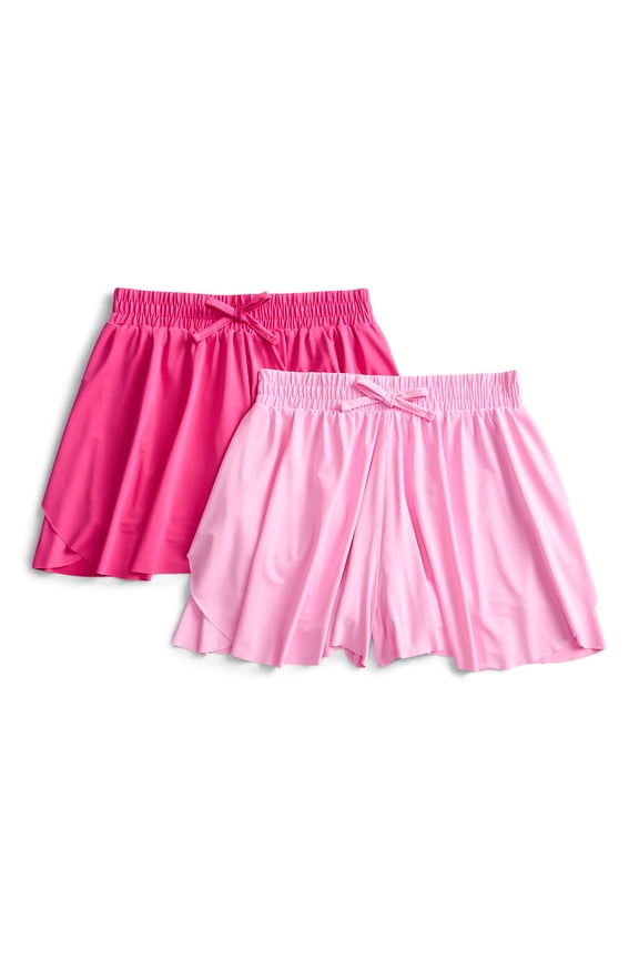 Girls Athletic Butterfly Flutter Shorts, 2-Pack, Sizes 4-16