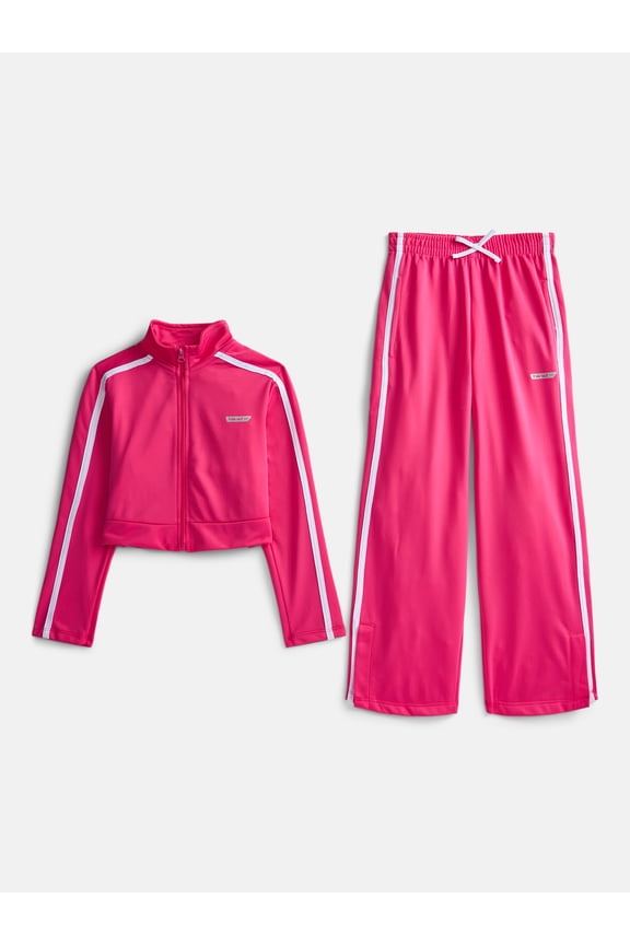 Girls Athletic Performance Jacket and Open Botton Pants, 2 Piece, Sizes 4-16