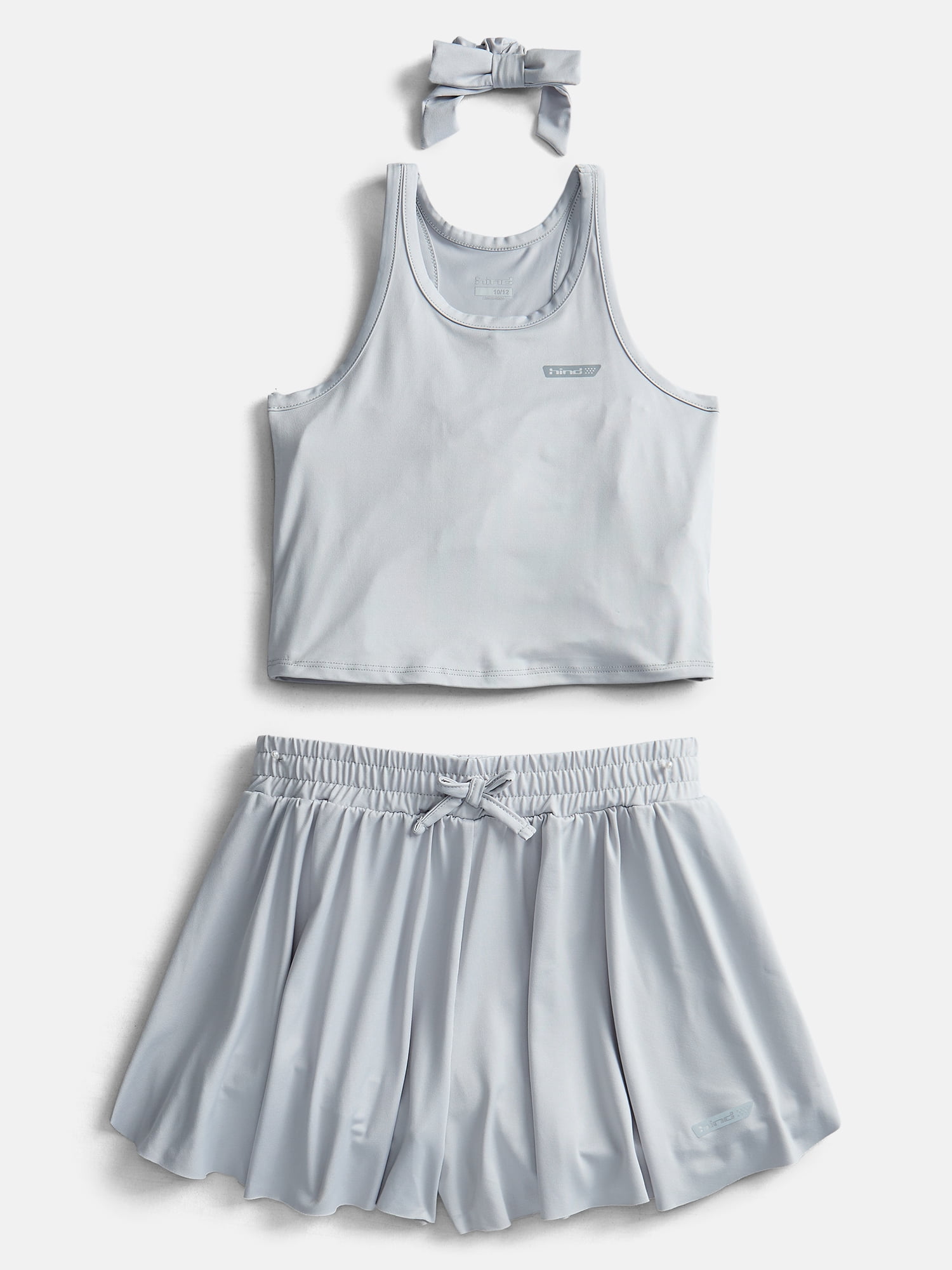 Hind Girls Athletic Racerback Tank Top, Shorts and Hair Bow, 3-Piece Outfit Set, Sizes 4-16