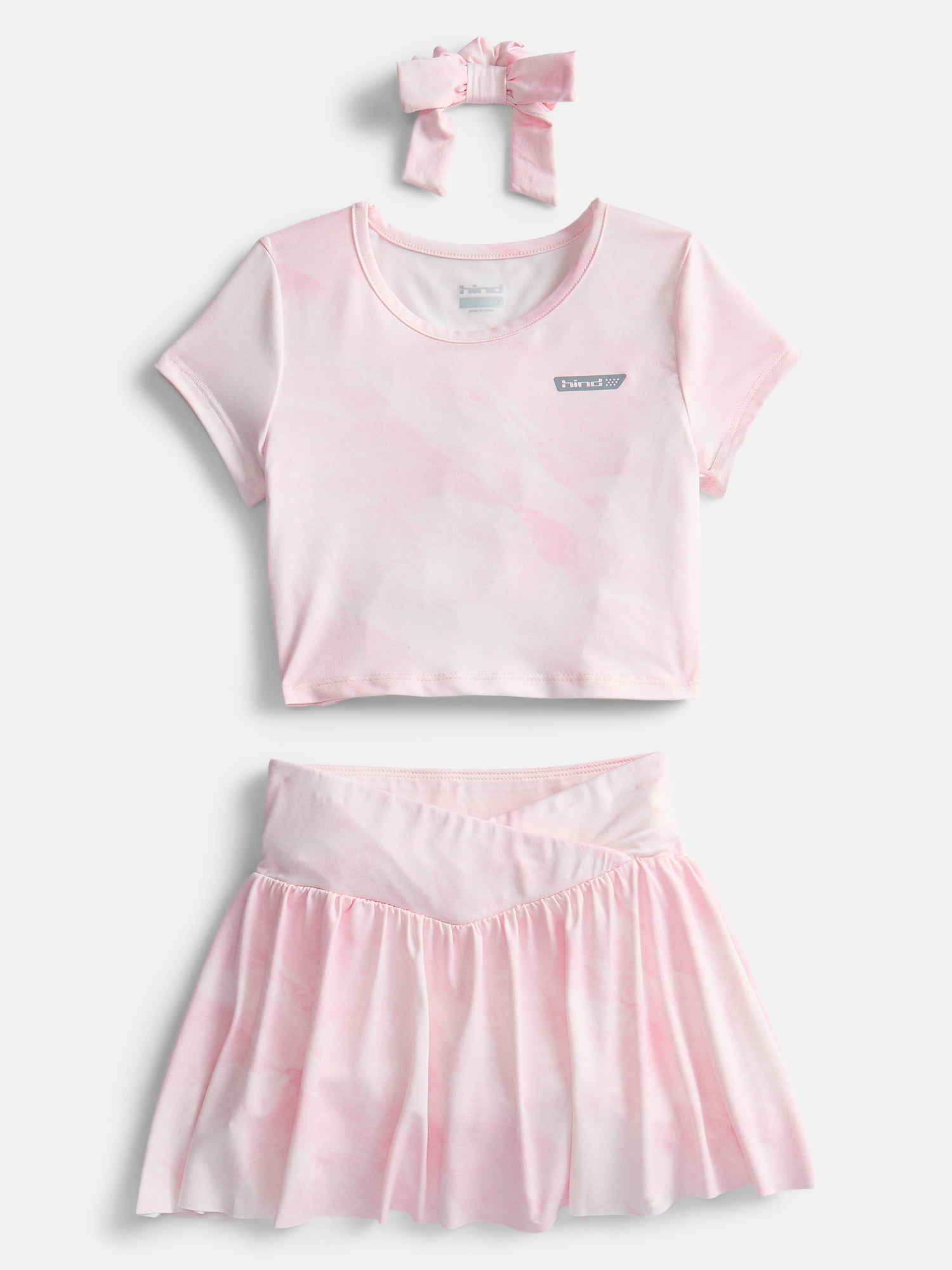 Hind Girls Athletic Tee, Skort and Bow, 3-Piece Outfit Set, Sizes 4-16