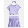 thumbnail image 1 of Hind Girls Athletic Tee, Skort and Bow, 3-Piece Outfit Set, Sizes 4-16, 1 of 3