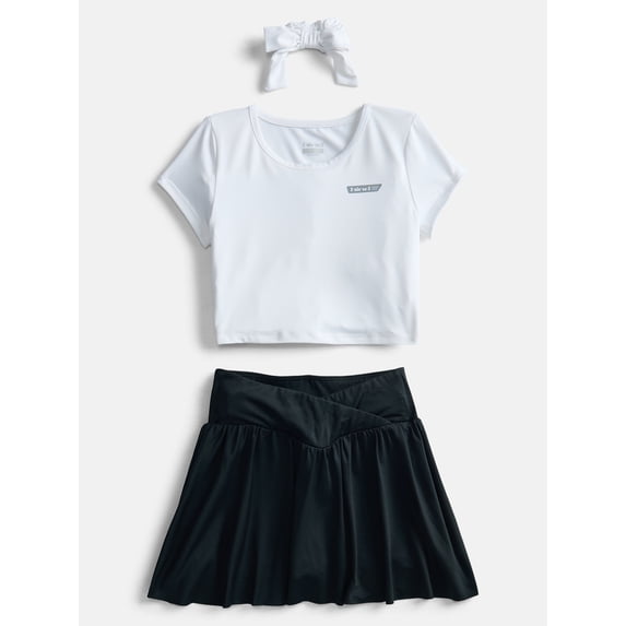 Hind Girls Athletic Tee, Skort and Bow, 3-Piece Outfit Set, Sizes 4-16
