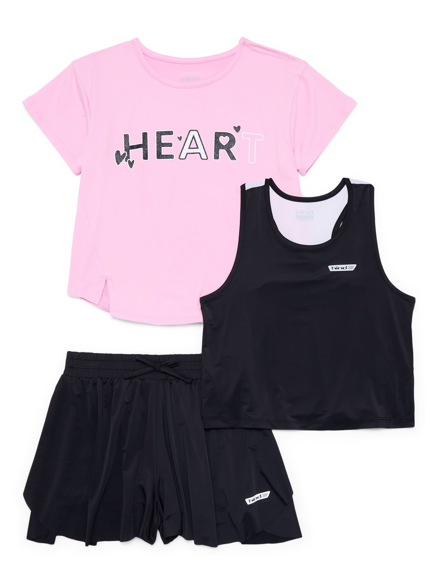 Hind Girls' Athletic Tank Top, Tee and Skort Set, 3 Piece, Sizes 4-16