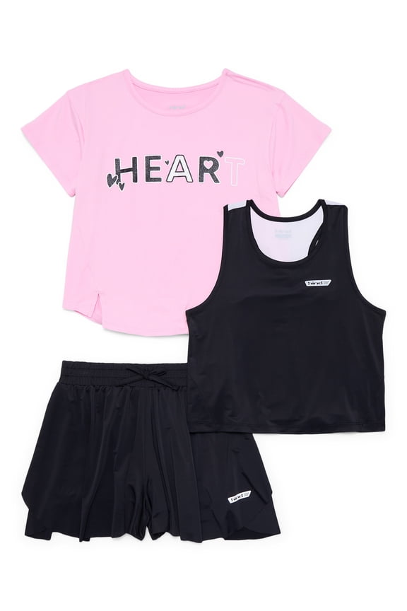Girls' Athletic Tank Top, Tee and Skort Set, 3 Piece, Sizes 4-16