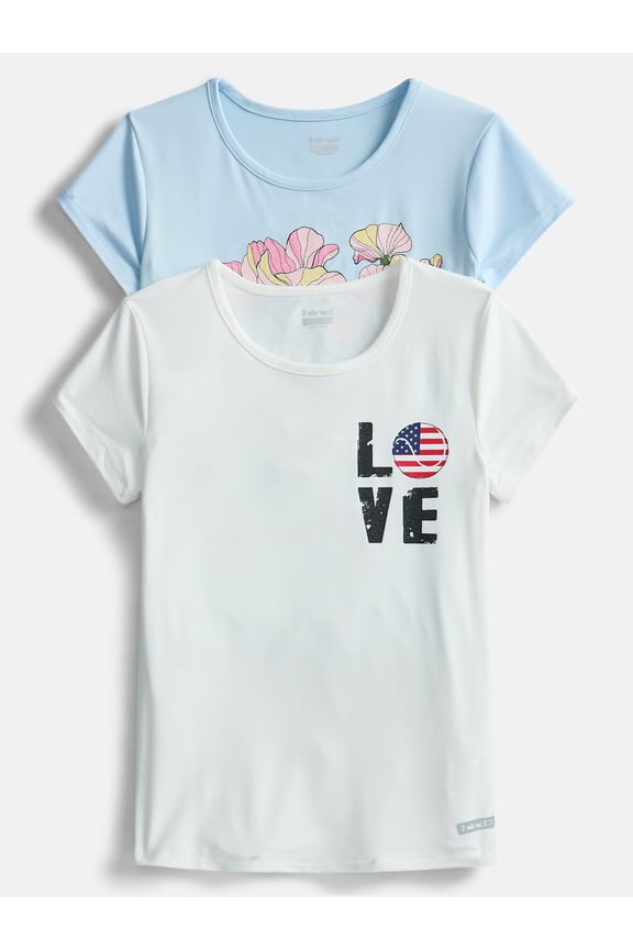 Girls Graphic Tee with Short Sleeves, 2-Pack, Sizes 4-16