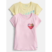 Girls Graphic Tee with Short Sleeves, 2-Pack, Sizes 4-16