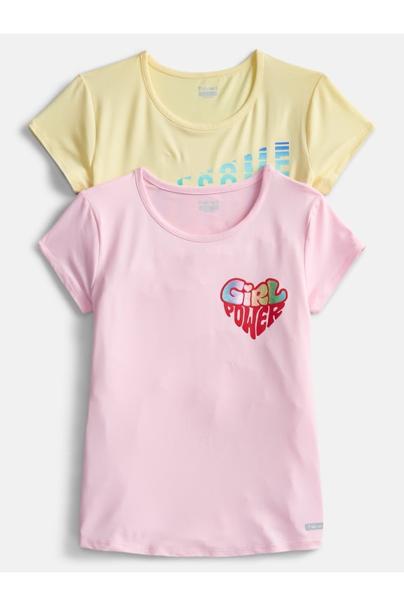 Girls Graphic Tee with Short Sleeves, 2-Pack, Sizes 4-16