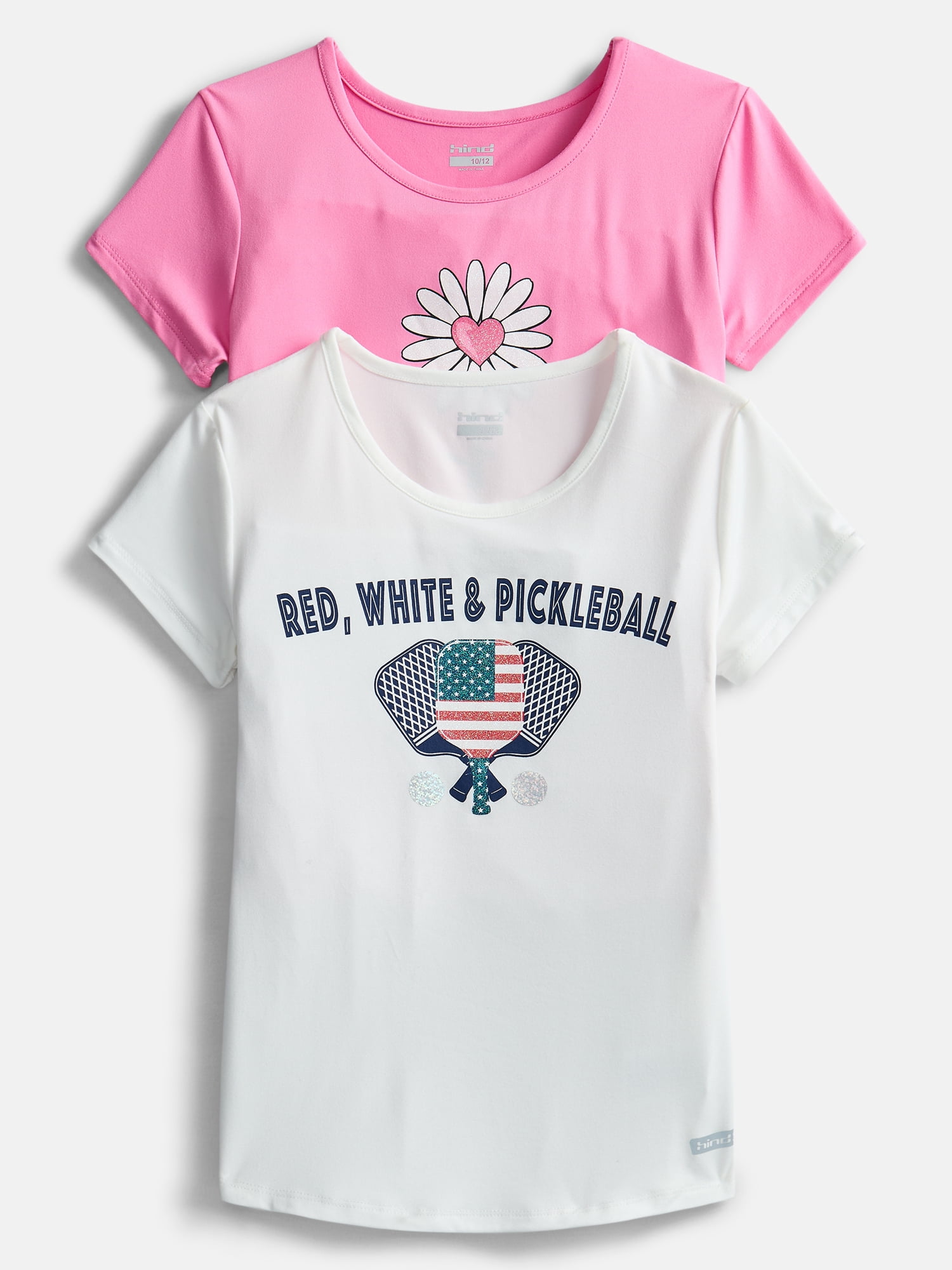 Hind Girls Graphic Tee with Short Sleeves, 2-Pack, Sizes 4-16