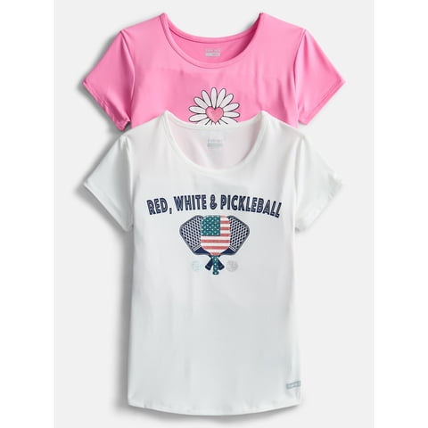 Girls Graphic Tee with Short Sleeves, 2-Pack, Sizes 4-16