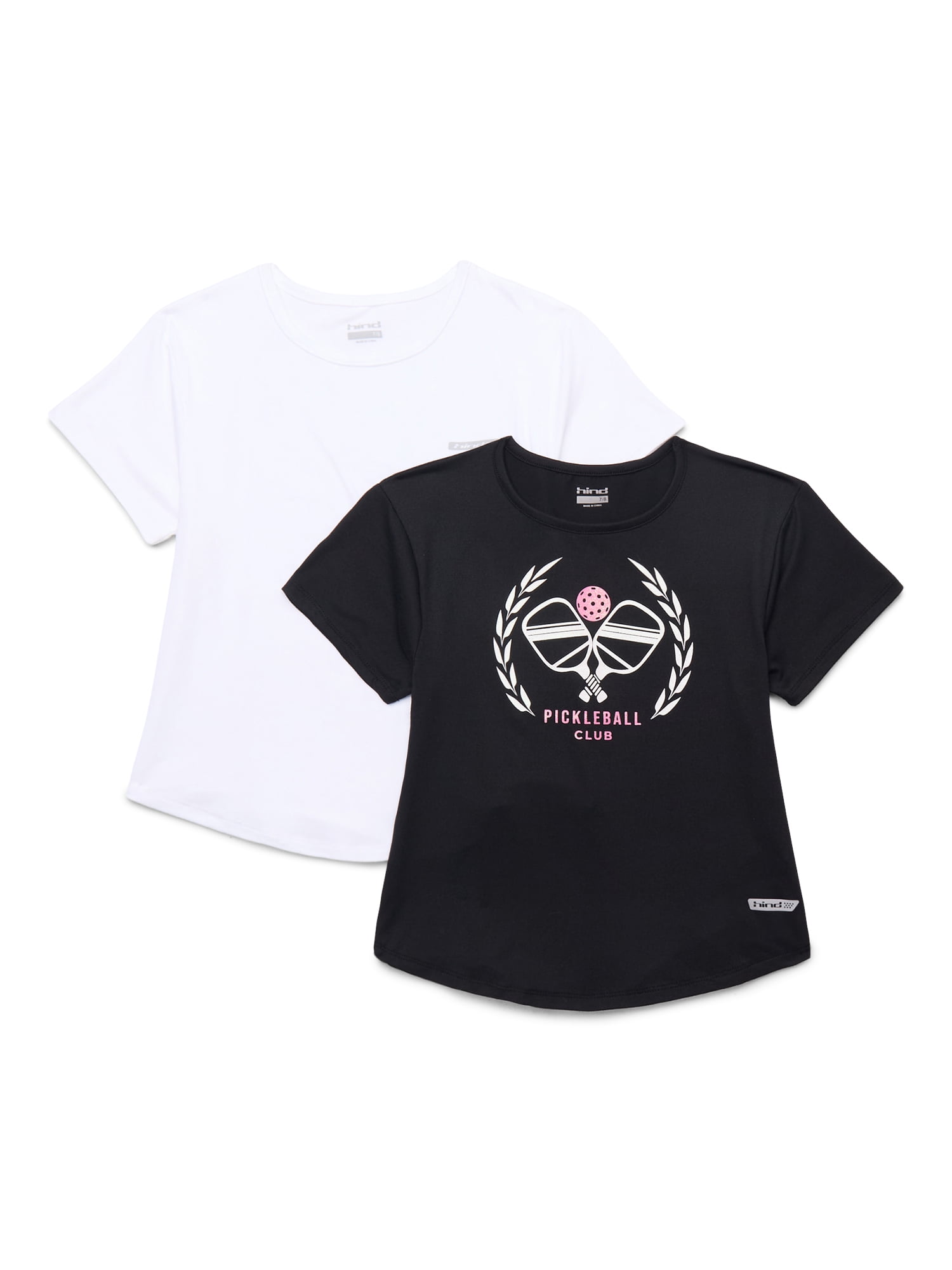 Hind Girl's Solid and Graphic Short Sleeve T-Shirt Set, 2-Pack, Sizes 4-16