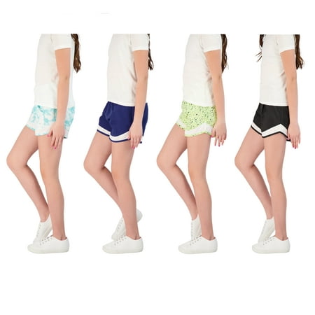 Hind Girls 4 Pack Active Woven Shorts, Size 5-16