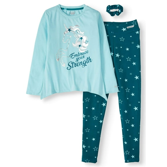 Hind Graphic Long Sleeve Top and Star Print leggings, 2-Piece Active Set (Little Girls & Big Girls)
