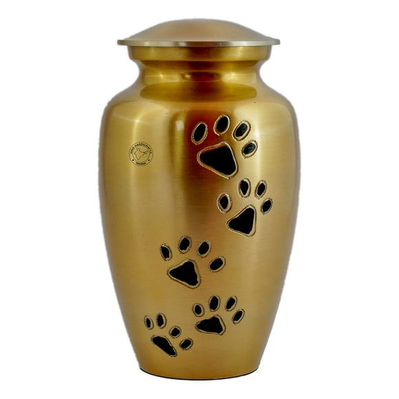 Hind Handicrafts Brass Pet Memorial Cremation Urns for Dogs and Cats Ashes - Keepsake Ash Urn - Funeral Urn (Black Paw, 85 Cubic Inches)