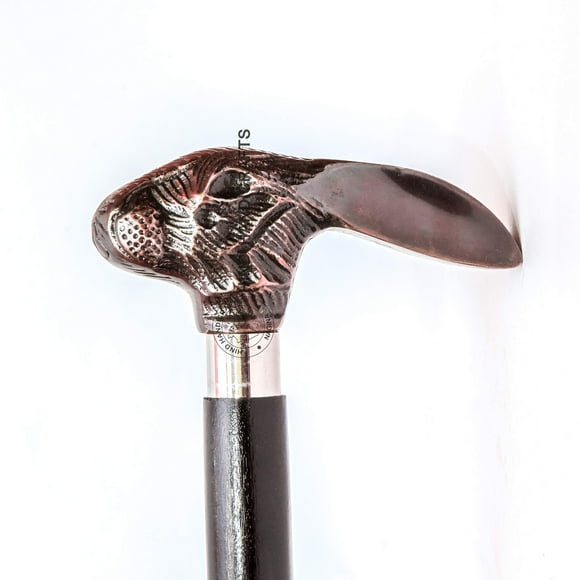 Hind Handicrafts Decorative Victorian Canes and Walking Sticks for Men & Women - 36" Black Ebony Aluminium Handle Unisex Derby Foldable Cane (36 inch, Antique Rabbit)