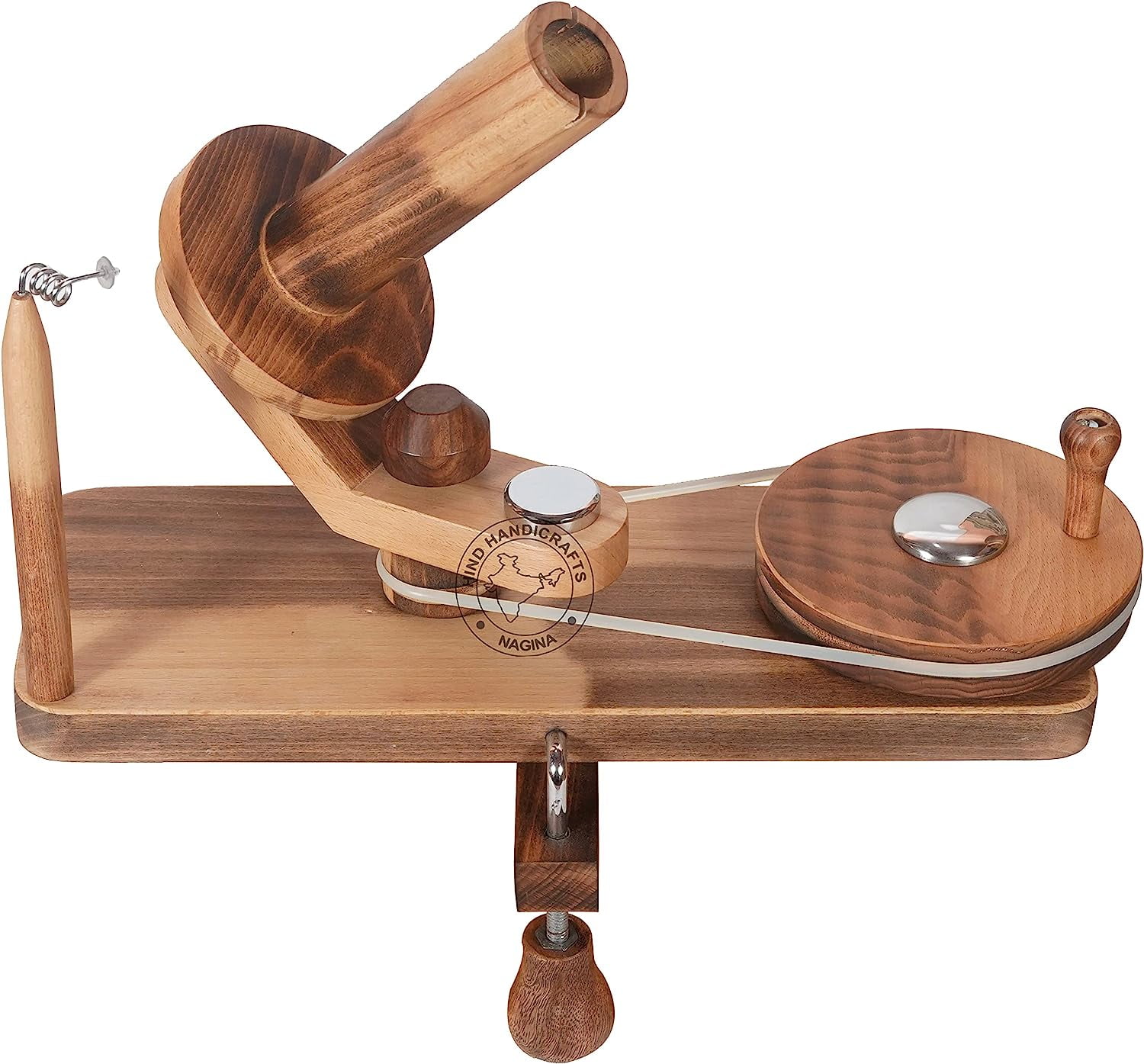 KnitPro Wooden Ball Winder – Hand-Operated Yarn Winder For Knitting & Crochet, Natural Finish
