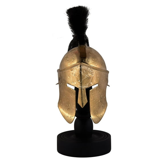 Hind Handicrafts Medieval Renaissance Miniature Ancient Greek Corinthian Spartan 300 - King Leonidas Roman Helmet - Handcrafted Warrior Accessories - Home & Desk Decor Display Piece (Brass-3)