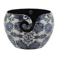 thumbnail image 1 of Hind Handicrafts Premium Solid Handmade Crafted Metallic Finish - Aluminum Portable Yarn Storage Bowl - Holder for Knitting Crochet Hook Accessories (6" x 6" x 4", Floral 1), 1 of 3
