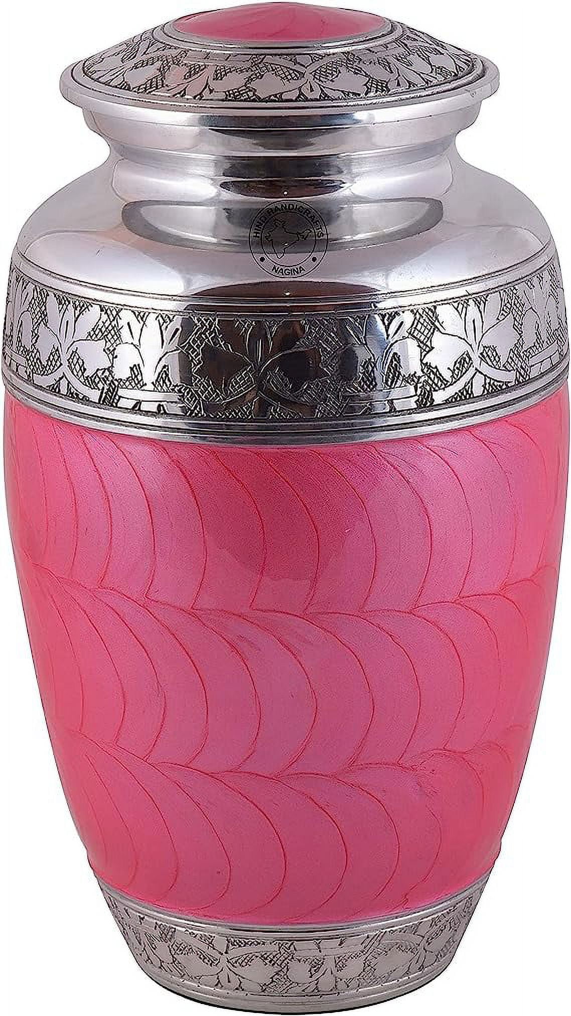 Hind Handicrafts Silver Engraved Cremation Urn for Human Ashes Adult