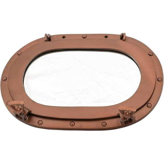 Hind Handicrafts Solid Aluminium Oval Porthole Mirror for Home Decor - Pirate's Maritime Nautical Themed Decor (Coke Copper, 14 INCHES)
