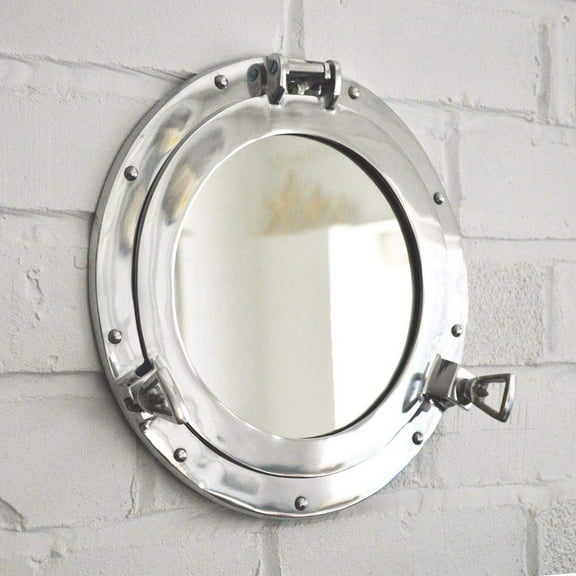 Hind Handicrafts Wall Mounted Vintage Nautical Ship Porthole Mirror for Home Decor | Pirate's Maritime Nautical Themed Decor | Vanity Mirror (11 INCHES, Nickel Chrome)