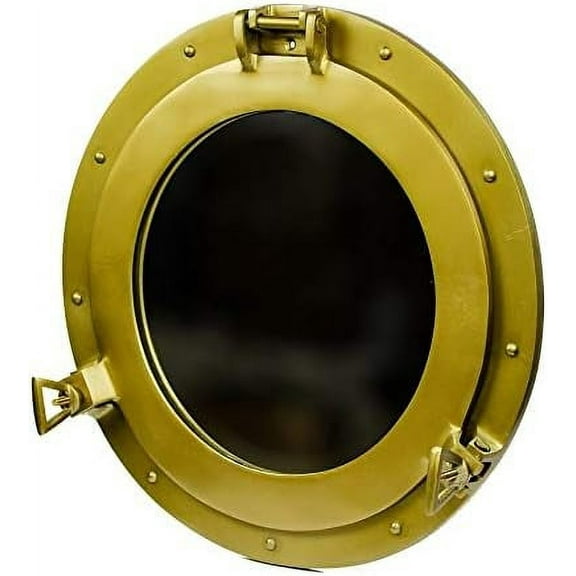 Hind Handicrafts Wall Mounted Vintage Nautical Ship Porthole Mirror for Home Decor | Pirate's Maritime Nautical Themed Decor | Vanity Mirror (12 INCHES, Brass Plated)