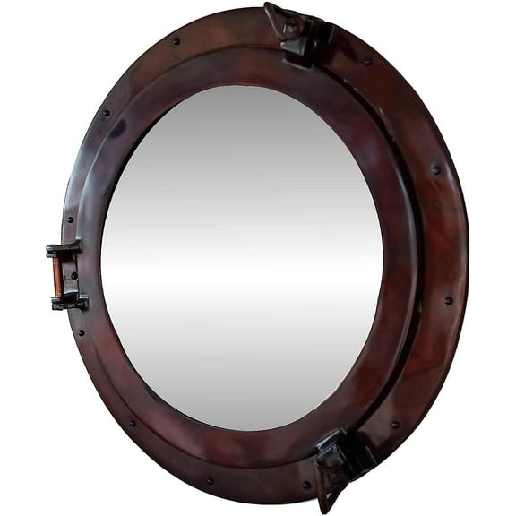 Hind Handicrafts Wall Mounted Vintage Nautical Ship Porthole Mirror for Home Decor | Pirate's Maritime Nautical Themed Decor | Vanity Mirror (12 INCHES, Coke Copper)