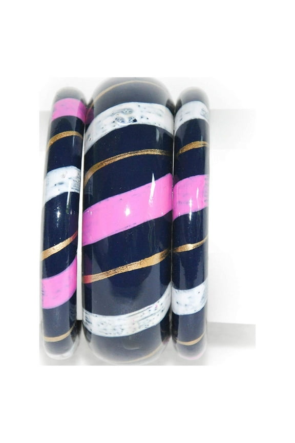 | Wooden Bangle Bracelet for Women Girl Wood Jewelry for Women, Wooden Painted Multi-Color Bangles | 2.6 or 68 mm Inner Diameter (Set of 3) (Blue)