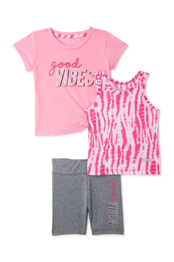 Toddler Girls’ T-Shirt, Tank Top, & Bike Shorts, 3-Piece Set, Sizes 2T-4T