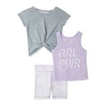 thumbnail image 1 of Hind Toddler Girls’ T-Shirt, Tank Top, & Bike Shorts, 3-Piece Set, Sizes 2T-4T, 1 of 3