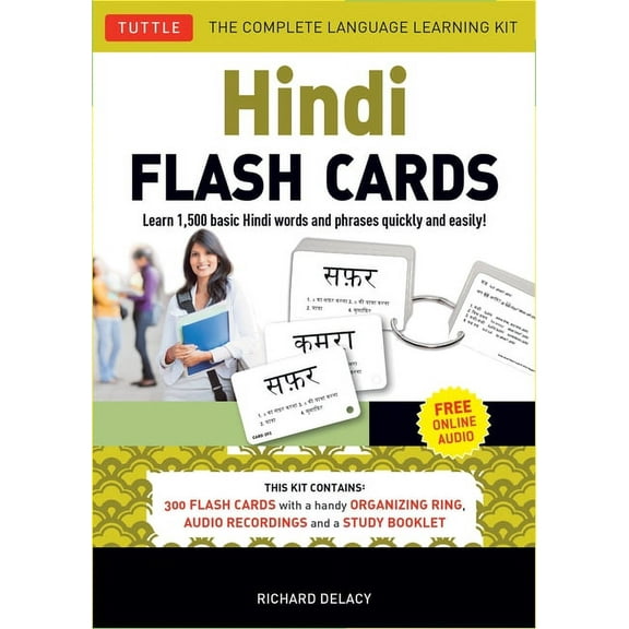 Hindi Flash Cards Kit: Learn 1,500 Basic Hindi Words and Phrases Quickly and Easily! (Online Audio Included), (Paperback)