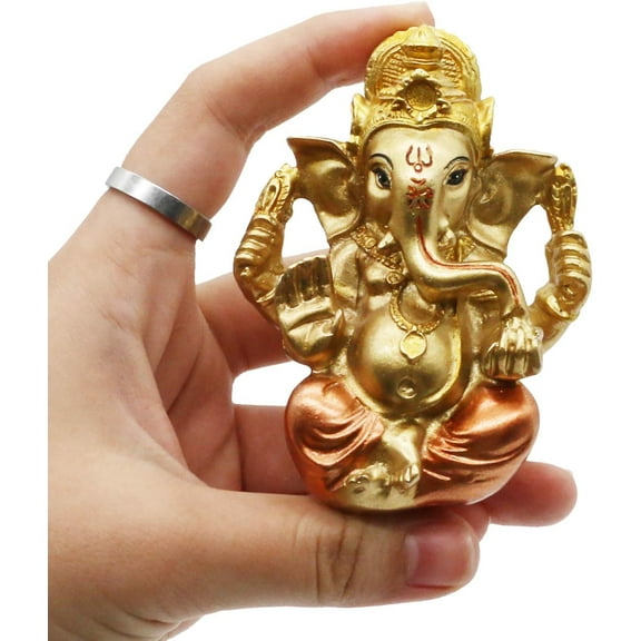 Hindu Ganesh for Car Dashboard - Indian Mini Ganesha Statue Decor India Home Office Temple Mandir Pooja Items Diwali Gifts Decor Murti Ganpati Idol Yoga Zen Meditation Room Altar Shrine Kit