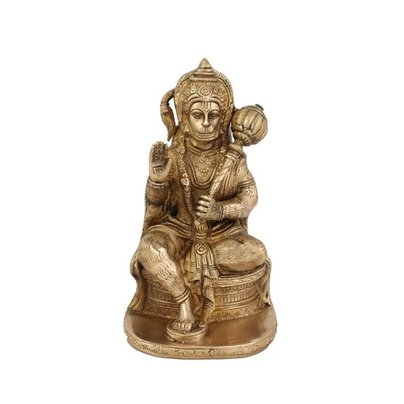 Arihant Craft Hindu God Hanuman Idol Mahavir statue Bajrangbali Sculpture Hand Work Showpiece 20 cm (Brass, Gold)