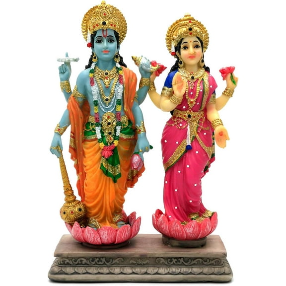 Hindu God Lakshmi Narayan Statue - 8.8 H Laxmi Narayan Sculpture Indian Diwali Pooja Item Murti Gifts for Indian Couple Friends Family Diwali Gifts Home Office Mandir Temple Puja Decor