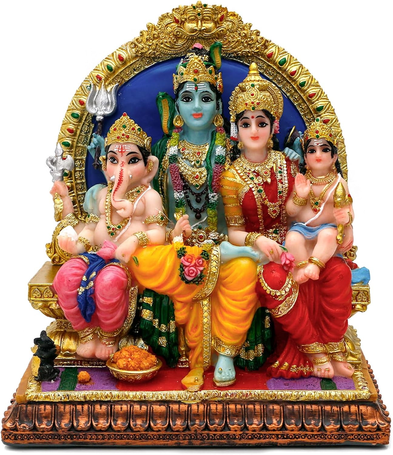 Hindu God Shiva Family Statue - 6.9" H Murti Shiva Family Diwali Gift Pooja Item Puja Gifts for Indian Friends Family Home Temple Office Mandir Altar Shine Yoga Meditation Room Decor