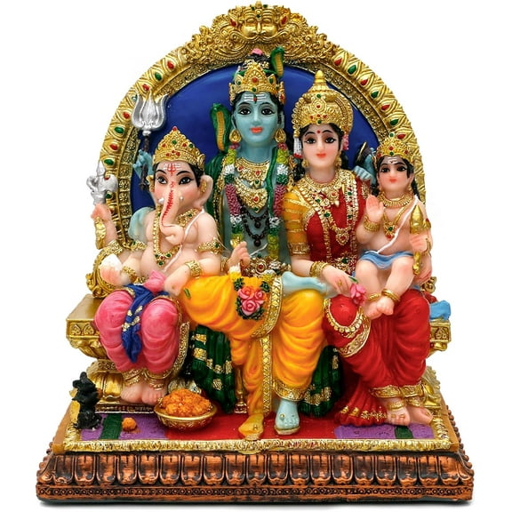 Hindu God Shiva Family Statue - 6.9" H Murti Shiva Family Diwali Gift Pooja Item Puja Gifts for Indian Friends Family Home Temple Office Mandir Altar Shine Yoga Meditation Room Decor