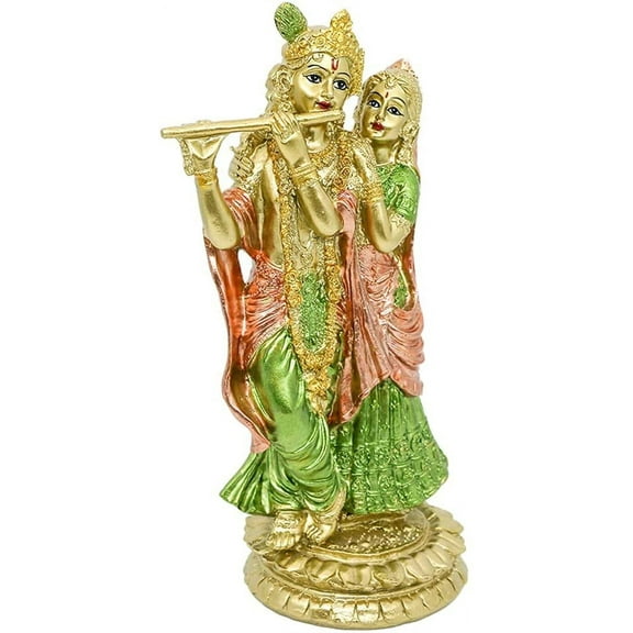 Hindu Idol Radha Krishna Statue Indian God and Goddess Figurine Murti Pooja Sculpture Hinduism Home Office Temple Mandir Puja Item India Buddha Diwali Wedding Gifts Meditation Room Altar Shrine Kit