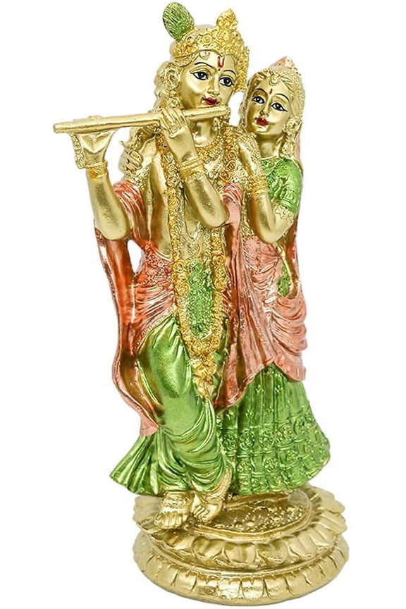 Hindu Idol Radha Krishna Statue Indian God and Goddess Figurine Murti Pooja Sculpture Hinduism Home Office Temple Mandir Puja Item India Buddha Diwali Wedding Gifts Meditation Room Altar Shrine Kit