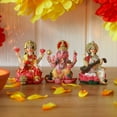 thumbnail image 1 of Hindu Laxmi Ganesh Saraswati Statue - 2.5”H India God Lakshmi Ganesha Figurine for Car Dashboard Decor Indian Wedding Baby Shower Return Gifts Diwali Gifts Home Office Pooja Item, 1 of 10