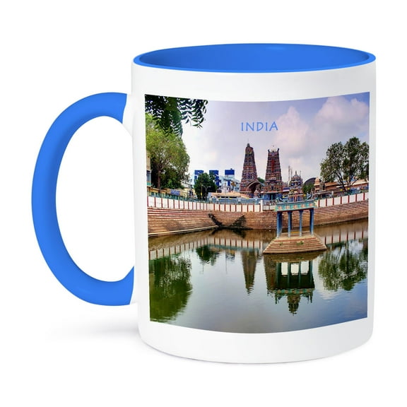 3dRose, Hindu Temple In India, 11oz Two-Tone Blue Mug