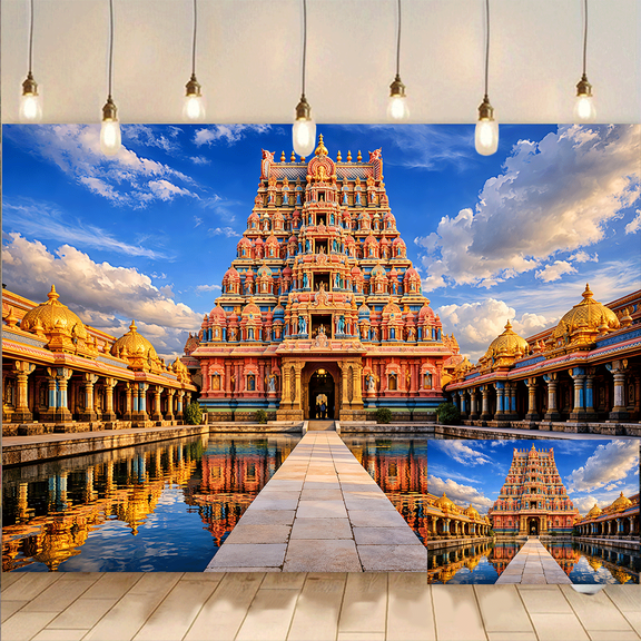Hindu Temple Pattern Photography Backdrop Background Party Banner