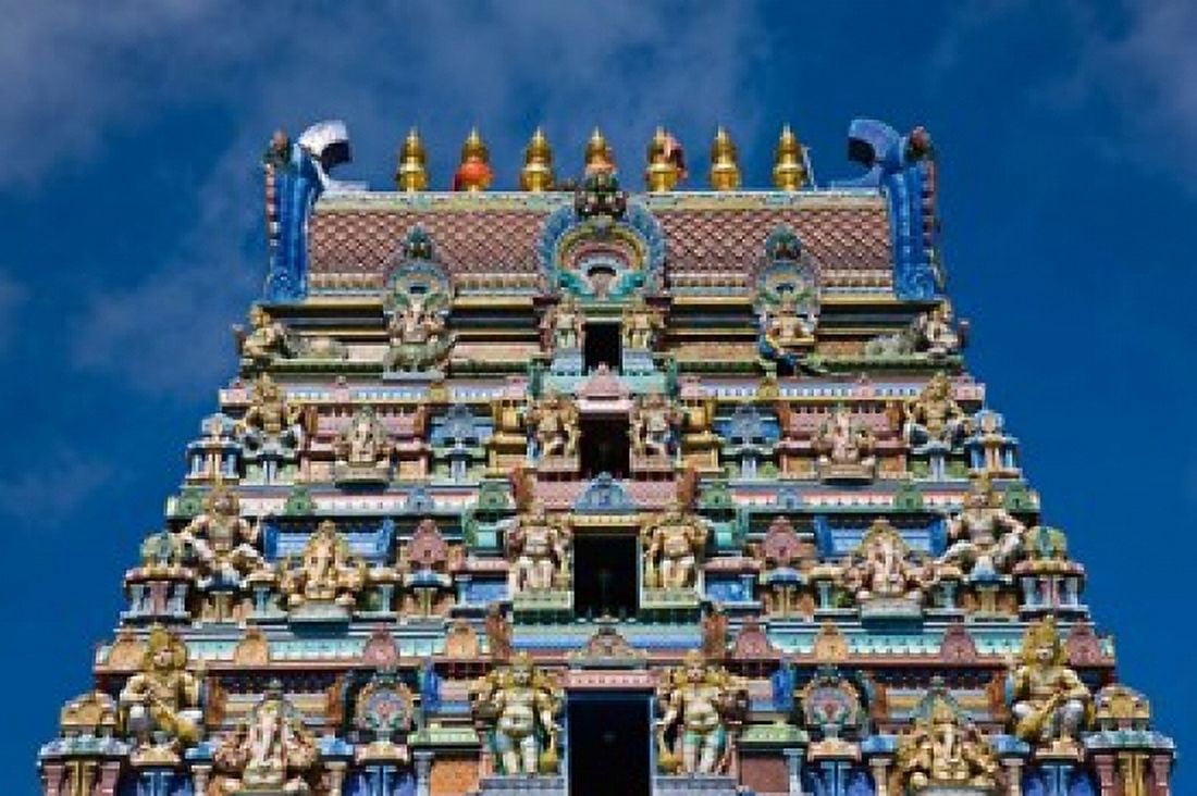 Hindu Temple Victoria Mahe Island Seychelles Canvas Art - Walter Bibikow DanitaDelimont (38 x 25)