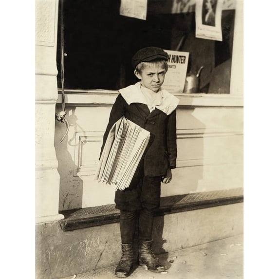 Hine Newsboy 1913. Ngeorge Greentree 6 Years Old Selling Newspapers In Jacksonville Florida. Photographed By Lewis