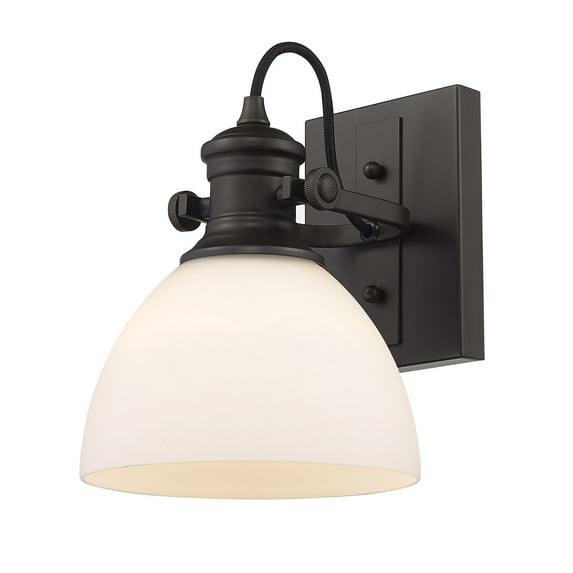 Yep by Golden Lighting Hines 1-light Vanity in Rubbed Bronze and Opal Glass