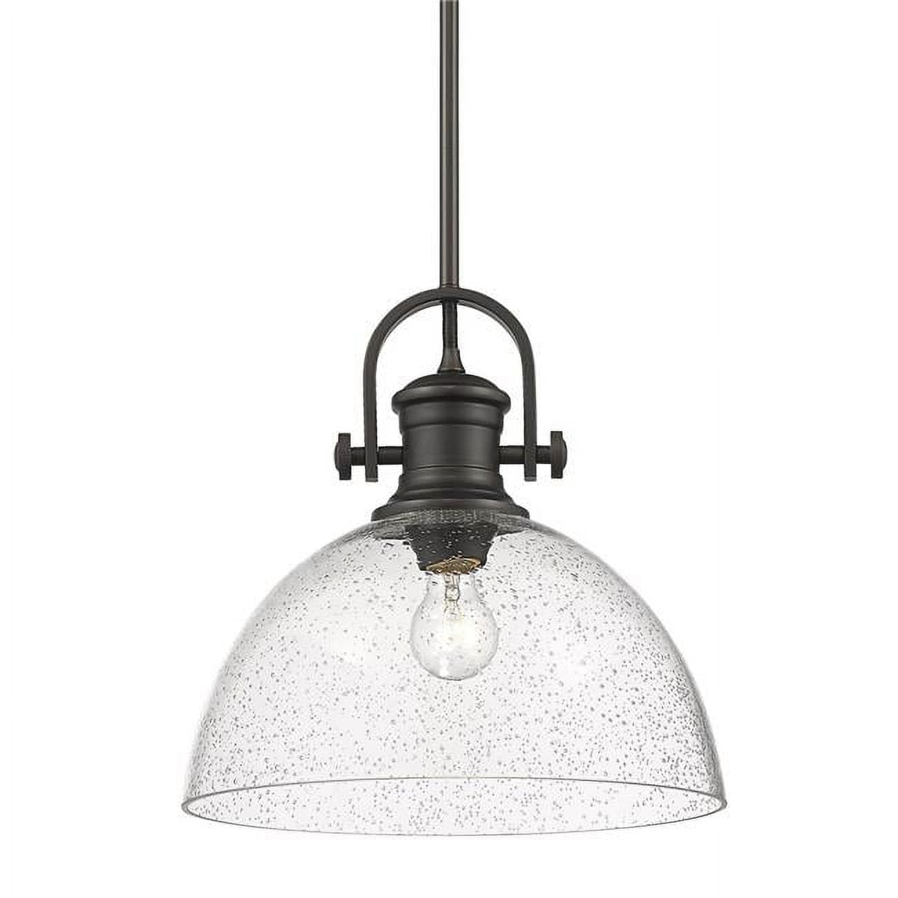 Hines 14" Rubbed Bronze Glass Pendant Light