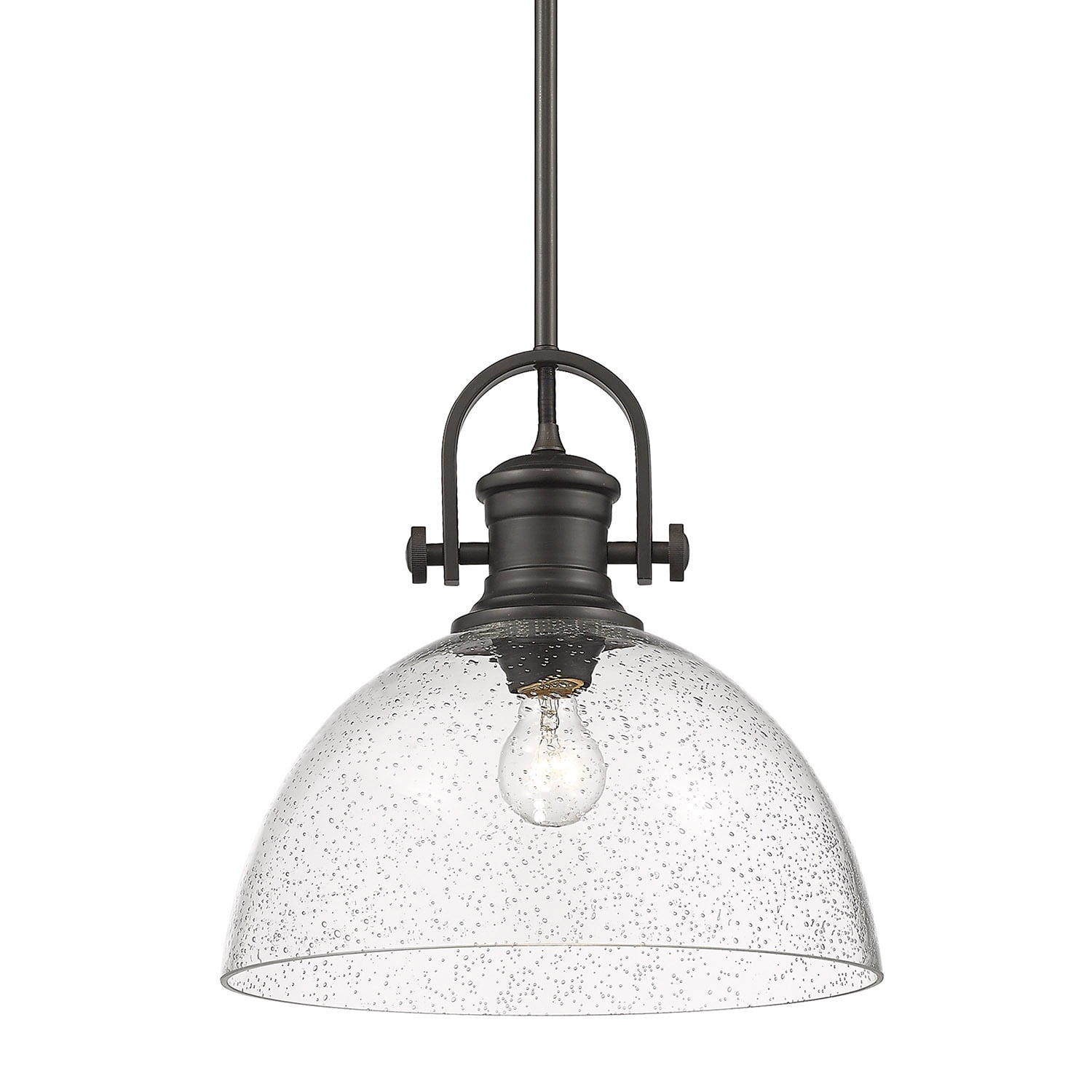 Hines 14" Rubbed Bronze Glass Pendant Light